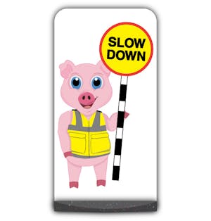 Animal Flat Panel Pavement Sign - Pig - Slow Down