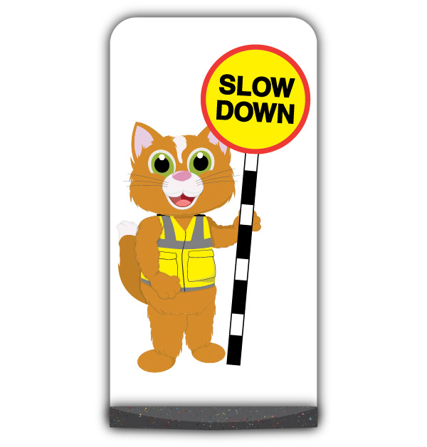 Cat Flat Panel Pavement Sign – Slow Down