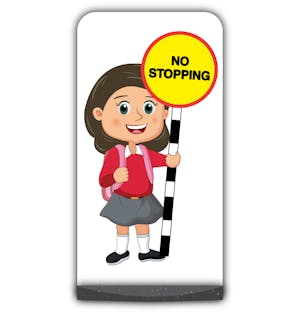 School Kid Flat Panel Pavement Sign - Mollie  - No Stopping - Red Uniform