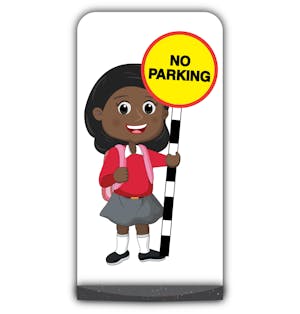 School Kid Flat Panel Pavement Sign - Naomi  - No Parking - Red Uniform