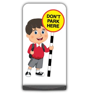 School Kid Flat Panel Pavement Sign - Charlie  - Don’t Park Here - Red Uniform