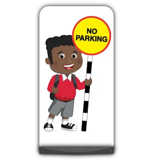 School Kid Flat Panel Pavement Sign - Toby  - No Parking - Red Uniform