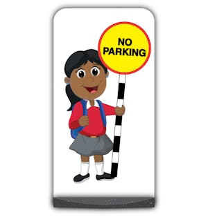 School Kid Flat Panel Pavement Sign - Ruby  - No Parking - Red Uniform