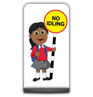 School Kid Flat Panel Pavement Sign - Ruby  - No Idling - Red Uniform