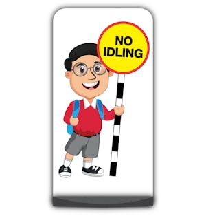 School Kid Flat Panel Pavement Sign -  Liam  - No Idling - Red Uniform