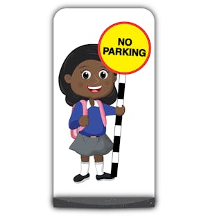 School Kid Flat Panel Pavement Sign - Naomi  - No Parking - Blue Uniform