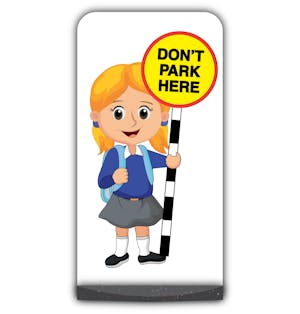 School Kid Flat Panel Pavement Sign - Jess  - Don’t Park Here - Blue Uniform