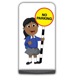 School Kid Flat Panel Pavement Sign - Ruby  - No Parking - Blue Uniform