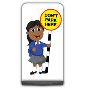 School Kid Flat Panel Pavement Sign - Ruby  - Don’t Park Here - Blue Uniform