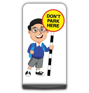 School Kid Flat Panel Pavement Sign -  Liam  - Don’t Park Here - Blue Uniform