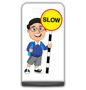 School Kid Flat Panel Pavement Sign -  Liam  - Slow - Blue Uniform