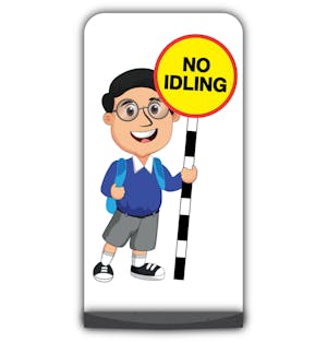 School Kid Flat Panel Pavement Sign -  Liam  - No Idling - Blue Uniform