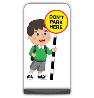 School Kid Flat Panel Pavement Sign - Charlie  - Don’t Park Here - Green Uniform