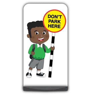 School Kid Flat Panel Pavement Sign - Toby  - Don’t Park Here - Green Uniform