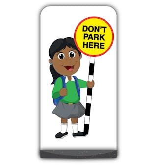 School Kid Flat Panel Pavement Sign - Ruby  - Don’t Park Here - Green Uniform