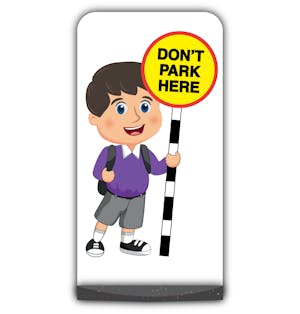 School Kid Flat Panel Pavement Sign - Charlie  - Don’t Park Here - Purple Uniform