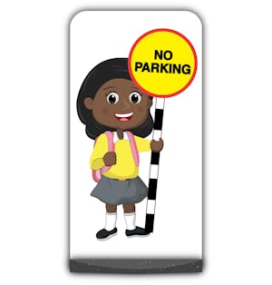 School Kid Flat Panel Pavement Sign - Naomi  - No Parking - Yellow Uniform
