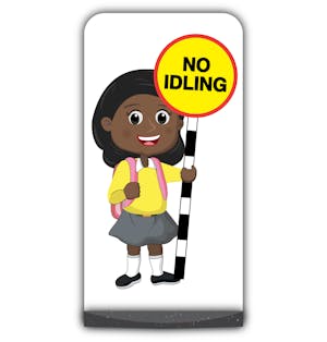School Kid Flat Panel Pavement Sign - Naomi  - No Idling - Yellow Uniform