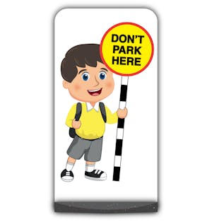 School Kid Flat Panel Pavement Sign - Charlie  - Don’t Park Here - Yellow Uniform
