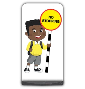 School Kid Flat Panel Pavement Sign - Toby  - No Stopping - Yellow Uniform