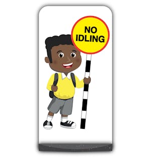 School Kid Flat Panel Pavement Sign - Toby  - No Idling - Yellow Uniform