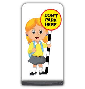 School Kid Flat Panel Pavement Sign - Jess  - Don’t Park Here - Yellow Uniform