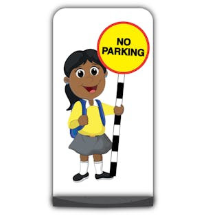 School Kid Flat Panel Pavement Sign - Ruby  - No Parking - Yellow Uniform