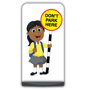 School Kid Flat Panel Pavement Sign - Ruby  - Don’t Park Here - Yellow Uniform