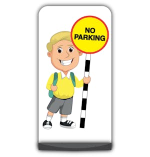 School Kid Flat Panel Pavement Sign - Finn  - No Parking - Yellow Uniform