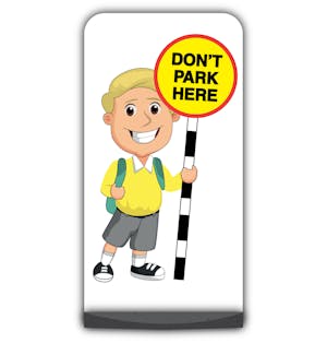 School Kid Flat Panel Pavement Sign - Finn  - Don’t Park Here - Yellow Uniform