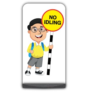 School Kid Flat Panel Pavement Sign -  Liam  - No Idling - Yellow Uniform