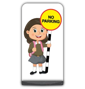 School Kid Flat Panel Pavement Sign - Mollie  - No Parking - Brown Uniform