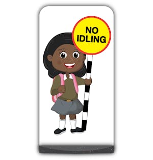School Kid Flat Panel Pavement Sign - Naomi  - No Idling - Brown Uniform