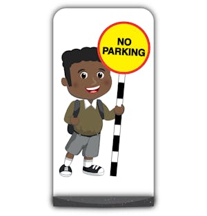 School Kid Flat Panel Pavement Sign - Toby  - No Parking - Brown Uniform