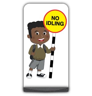 School Kid Flat Panel Pavement Sign - Toby  - No Idling - Brown Uniform