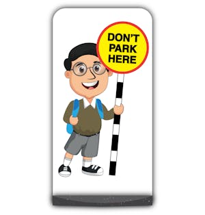 School Kid Flat Panel Pavement Sign -  Liam  - Don’t Park Here - Brown Uniform