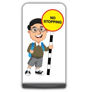 School Kid Flat Panel Pavement Sign -  Liam  - No Stopping - Brown Uniform