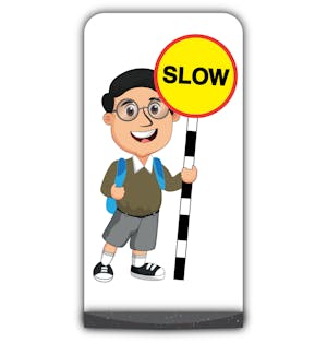 School Kid Flat Panel Pavement Sign -  Liam  - Slow - Brown Uniform