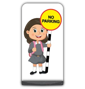 School Kid Flat Panel Pavement Sign - Mollie  - No Parking - Grey Uniform