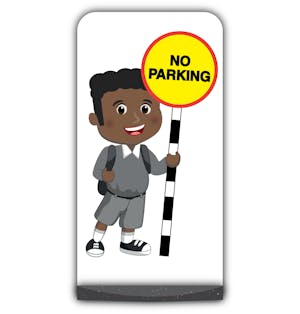 School Kid Flat Panel Pavement Sign - Toby  - No Parking - Grey Uniform