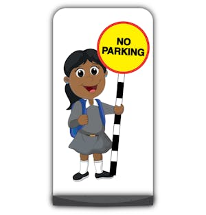 School Kid Flat Panel Pavement Sign - Ruby  - No Parking - Grey Uniform