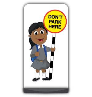 School Kid Flat Panel Pavement Sign - Ruby  - Don’t Park Here - Grey Uniform