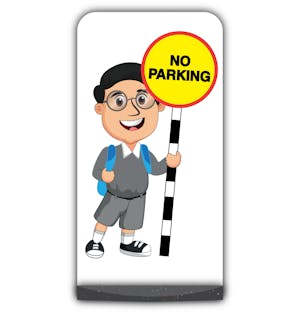 School Kid Flat Panel Pavement Sign -  Liam  - No Parking - Grey Uniform