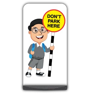 School Kid Flat Panel Pavement Sign -  Liam  - Don’t Park Here - Grey Uniform