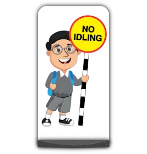School Kid Flat Panel Pavement Sign -  Liam  - No Idling - Grey Uniform