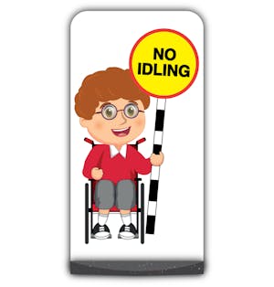 School Kid Flat Panel Pavement Sign - Ben  - No Idling - Red Uniform