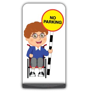 School Kid Flat Panel Pavement Sign - Ben  - No Parking - Blue Uniform