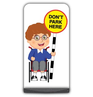 School Kid Flat Panel Pavement Sign - Ben  - Don’t Park Here - Blue Uniform