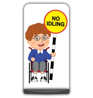 School Kid Flat Panel Pavement Sign - Ben  - No Idling - Blue Uniform
