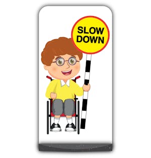 School Kid Flat Panel Pavement Sign - Ben  - Slow Down - Yellow Uniform